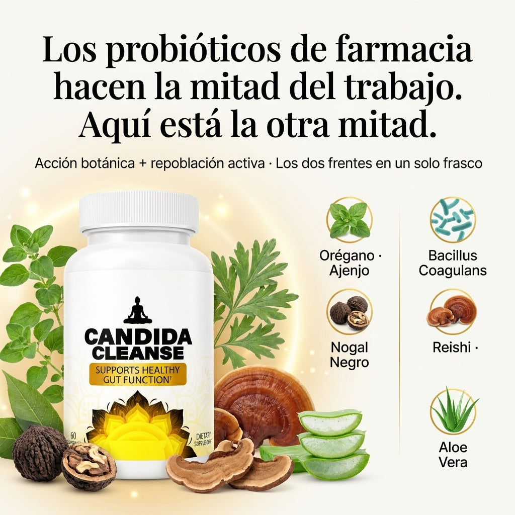 Suplemento Candida Cleanse 60 Capsulas - Elimina la hinchazón